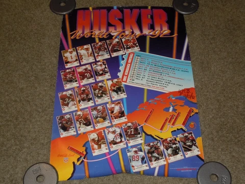 Vtg 1992 Nebraska Football Schedule Poster WORLD TOUR '92 Cornhuskers Alberts Cover