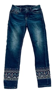 Miss Me Girls Ankle Skinny Jeans Size 14 Embroidered Blue Stretch Denim Low Rise - Picture 1 of 8