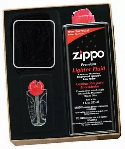 New ZIPPO Empty Lighter Slot Regular with 125ml Fluids & Flints Gift Set Genuine - Picture 1 of 2