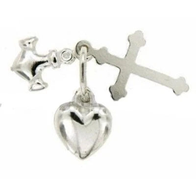 Ciondolo fede speranza carita' croce ancora cuore in argento 925 - Immagine 1 di 2