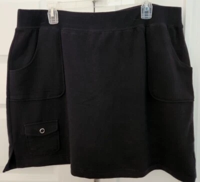 Fashion Bug Women Pull-on Knit Skort Elastic Waist & pockets Black 1X - Image 1 of 3