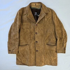 Vintage 60er 70er Montgomery Ward Wildleder Ledermantel Kunstfell herausnehmbares Innenfutter Herren 40 - Bild 1 von 24