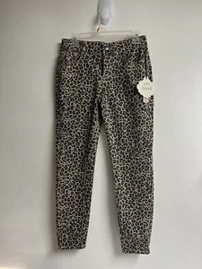 Knox Rose Cheetah Print Jeans Women's 8 Brown Black Mid Rise Ankle Skinny Leg - Picture 1 of 7