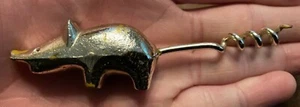 Vintage Pig Shaped Handle Corkscrew Cork Screw Farmhouse Bar Wine Metal A5 - Picture 1 of 11