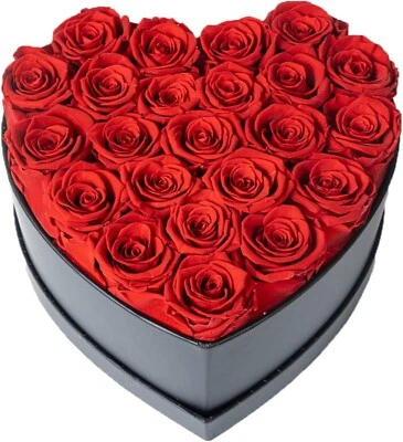 Preserved Flowers in a Heart Box Anniversary, Birthday, Wedding Gift Fathers day - Image 1 of 4