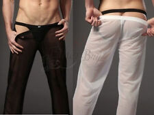 Men Lingerie Sheer Transparent Mesh Long Pants Home Wear Gauze Underwear Panties
