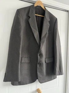 Vintage Houndstooth Tweed Jacket Blazer Pure New Wool Green Brown Blue Size 48 - Picture 1 of 11