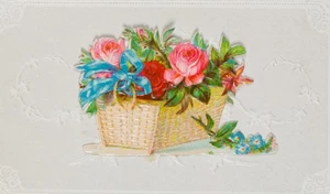Gestanzte Karte mit Blumenkorb, um 1900, Glückwunschbillet Unbekannt (19.Jhd) - Picture 1 of 4