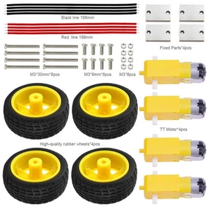 Tire Wheel Kit and Gear Motor Set for Arduino Based For Smart Car Robotics - Afbeelding 1 van 12
