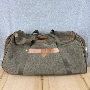 Hartmann Vintage Garment Bag Tweed & Leather Luggage Wheeled Rolling 30x12x12 - Picture 1 of 11