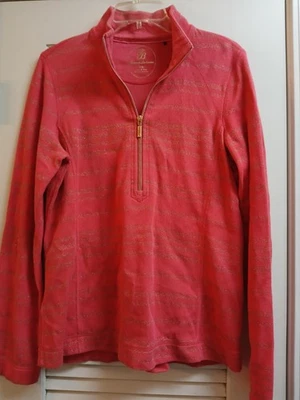 Suéter Tommy Bahama meio zíper texturizado coral acabamento dourado tamanho médio - Imagem 1 de 4