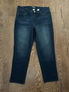 Time And Tru Dark Denim Straight Leg Stretch Jeans Size 16 - Picture 1 of 6