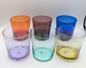 6 vasos de cóctel Lowboy Rocks de vidrio de colores de 14 oz con manorismos de dichos en barra - Imagen 1 de 11