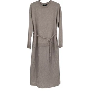 THEORY Pulloverkleid Twill-Kombi in haferflockenbeige Größe L Bindegürtel - Bild 1 von 18