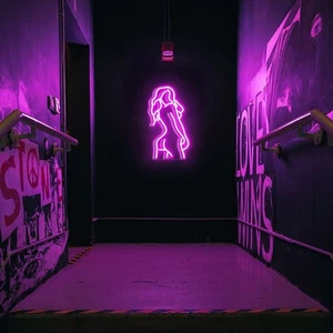 Upper Body Neon Sign, Sexy Lady Back Neon Signs for Wall Decor, Pink LED Light - Picture 1 of 5