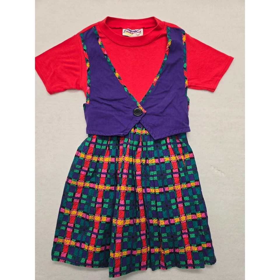 Vestido xadrez roxo vintage Emily West para meninas tamanho 10 infantil - Imagem 1 de 4
