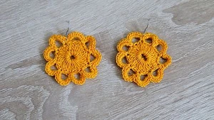 gelbe Häkelohrringe (Ohrschmuck, Ohrringe, Häkelschmuck, Modeschmuck) - Picture 1 of 1