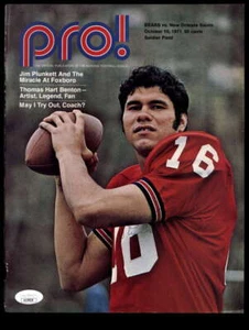 Jim Plunkett JSA Autograph Vintage Signed 1971 Pro Magazine Cover Patriots - Picture 1 of 2