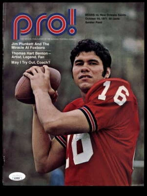 Jim Plunkett JSA Autograph Vintage Signed 1971 Pro Magazine Cover Patriots - Image 1 of 2