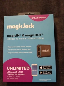 MagicJack Przenośny adapter telefoniczny VoIP z 12-miesięczną usługą Nowy Darmowa wysyłka - Zdjęcie 1 z 2