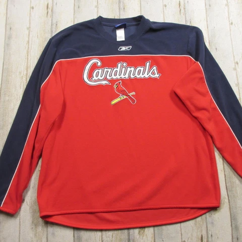 Cardinals Fleece Sweater Mens Large Red Blue STL Long Sleeve Reebok MLB Cover