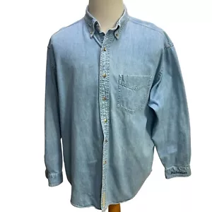 VTG 90s Gear for Sports XL Denim Shirt Budweiser Jean Button Down Long Sleeve - Picture 1 of 10