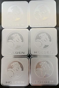 Original New Set Of 6 Aluminium Embossed HOLDEN Coasters - Bild 1 von 5