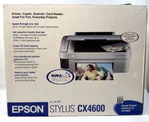 NUOVO Epson Stylus CX4600 stampante multifunzione a getto d'inchiostro fotocopiatrice scanner PC gratuito mai aperto - Foto 1 di 5