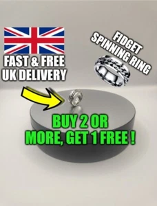 Stress,Anxiety, Fidget,Stainless steel chain Spinner Spinning Ring - Picture 1 of 5