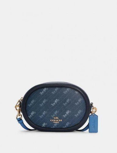 Borsa a tracolla Coach nuova con etichette stampa diagonale tela rivestita DENIM C4057