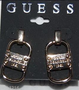 Nuevos con etiquetas pendientes traseros estilo ""Golpeador de puerta"" estilo ""llamador de puerta"" con logotipo dorado Guess - Imagen 1 de 3
