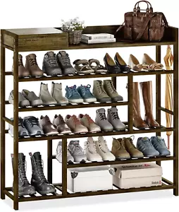Shoe Rack for Front Door Entrance Bamboo Shoe Organizer with Storage Box Free St - Picture 1 of 7