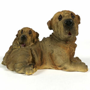 Vintage 1980's Resin Shar Pei Parent and Pup Figurine By McCrory Corporation