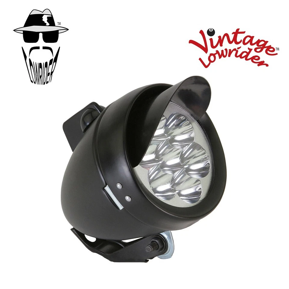 F&R ORIGINAL LOWRIDER Bicycle Bike Bullet Light W/Visor 7 LED Bulbs Black - Image 1 of 1
