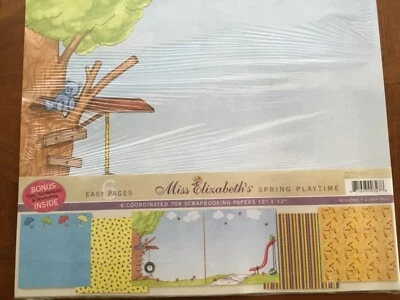 *12 x 12 Photo Album Scrapbook Papers six Spring PlayTime Pages Miss Elizabeth’s - Image 1 of 3