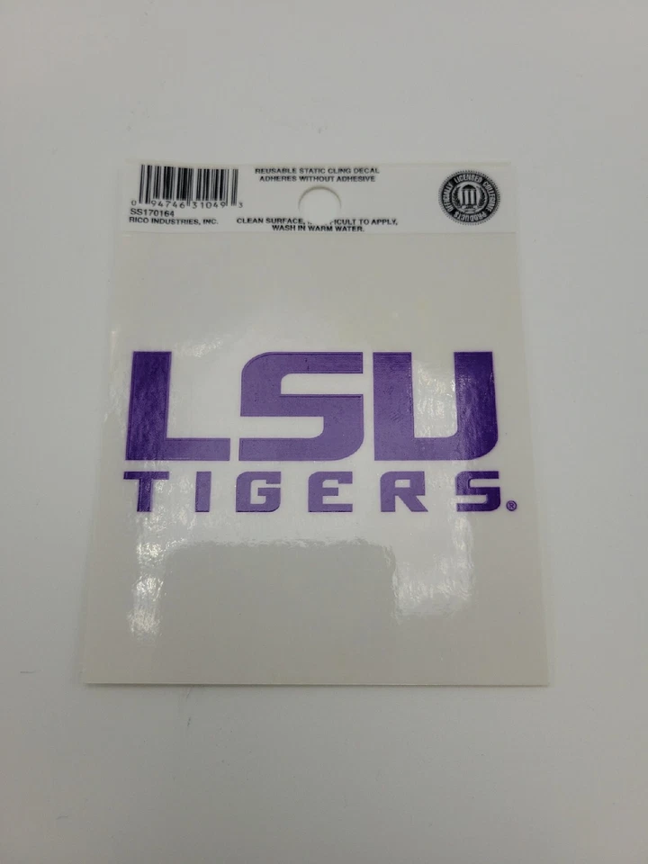 LSU Tigers NCAA 3.5" Small Static Cling Window Car Decal Louisiana State by Rico