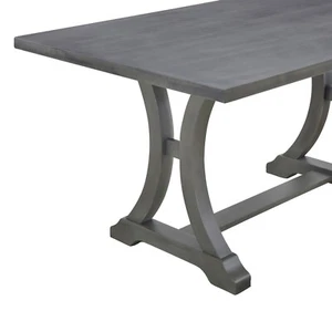 TREXM 6-Piece Farmhouse Dining Set, Trestle Table, 4 Chairs & Bench - Picture 1 of 12