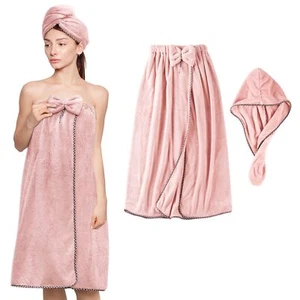 Woman Microfiber Bath Towel Wrap Set,Adjustable Soft Body Wraps Towel with Hair - Picture 1 of 7