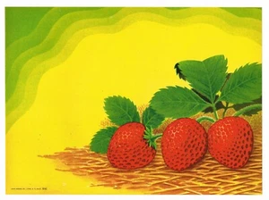 VINTAGE ORIGINAL BEERE ERDBEERKISTE ETIKETT LAGER 40ER JAHRE NEON MOTIV GRAFIK - Bild 1 von 1