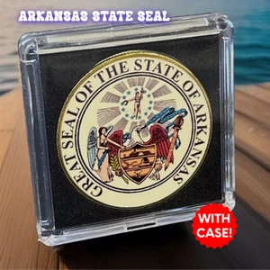 ESTUCHE DE EE. UU. State Seal Challenge Moneda Coloreada ARKANSAS ¡INCLUIDO! - Imagen 1 de 15