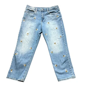 GAP Kids Girlfriend Ankle Capri Jeans Size 18 Plus 30x24 Embroidered Floral - Picture 1 of 11