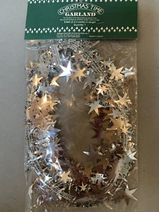 Midwest Importers Silver Star Wired Garland New - Picture 1 of 2