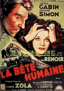 La bête humaine J Gabin & S Simon - affiche plastifiée - Picture 1 of 12