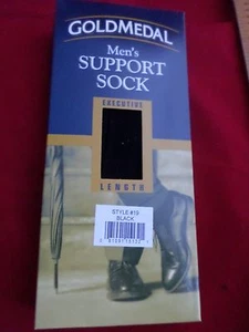 1 Pair Large Gold Medal Over the Calf Mens Dress Support Socks Made in USA Black - Picture 1 of 4