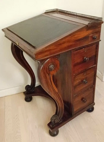 DESK Antique Davenport Desk Mid 19th Century Regency/Victorian Rosewood Cover