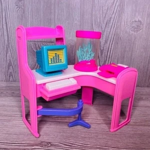 Vintage 90er Retro 90er Barbie Home Office Spielset mit Fischcomputer & Faxarbeit - Bild 1 von 7