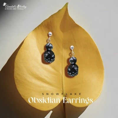 Pendientes de obsidiana con copo de nieve Foto 1 de 2