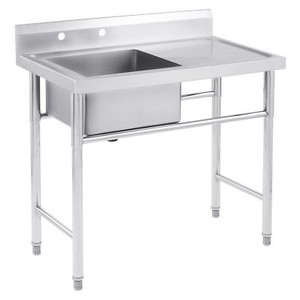 Stainless Steel Work Table with Sink Commercial Kitchen Sink for Restaurant Bar