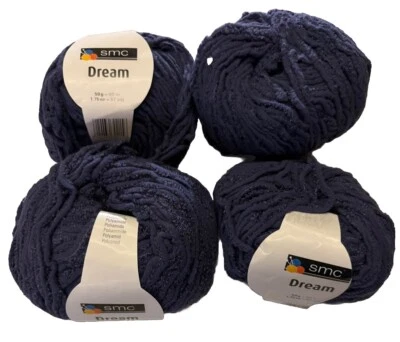 Schachenmayr SMC Dream Bulky Yarn Loom Color Blue 051 Lot Of 4 7.2 Oz 348 Yds - Image 1 of 3