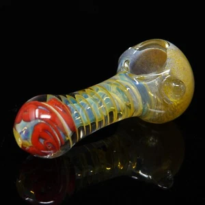 Mini pipas de vidrio para fumar hechas a mano con remolino infinito que cambian de color dorado de 3,5 pulgadas - Imagen 1 de 5